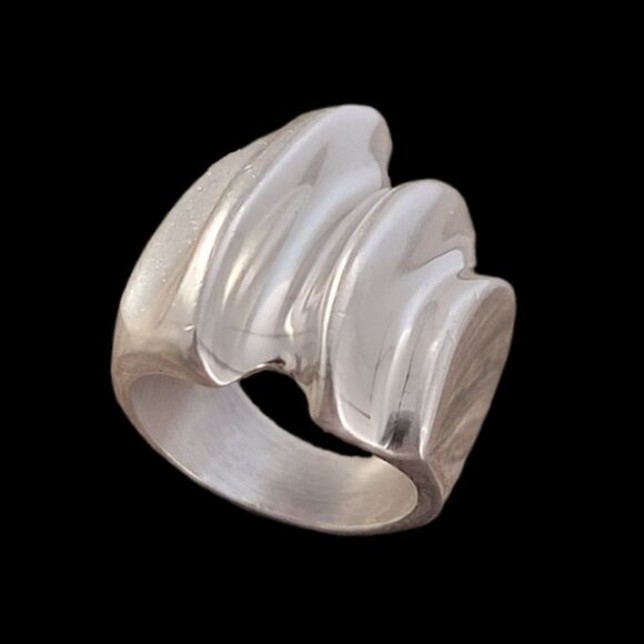 Sterling Taxco Mexico Contemporary Sculptural Statement Ring - Picture 1 of 15